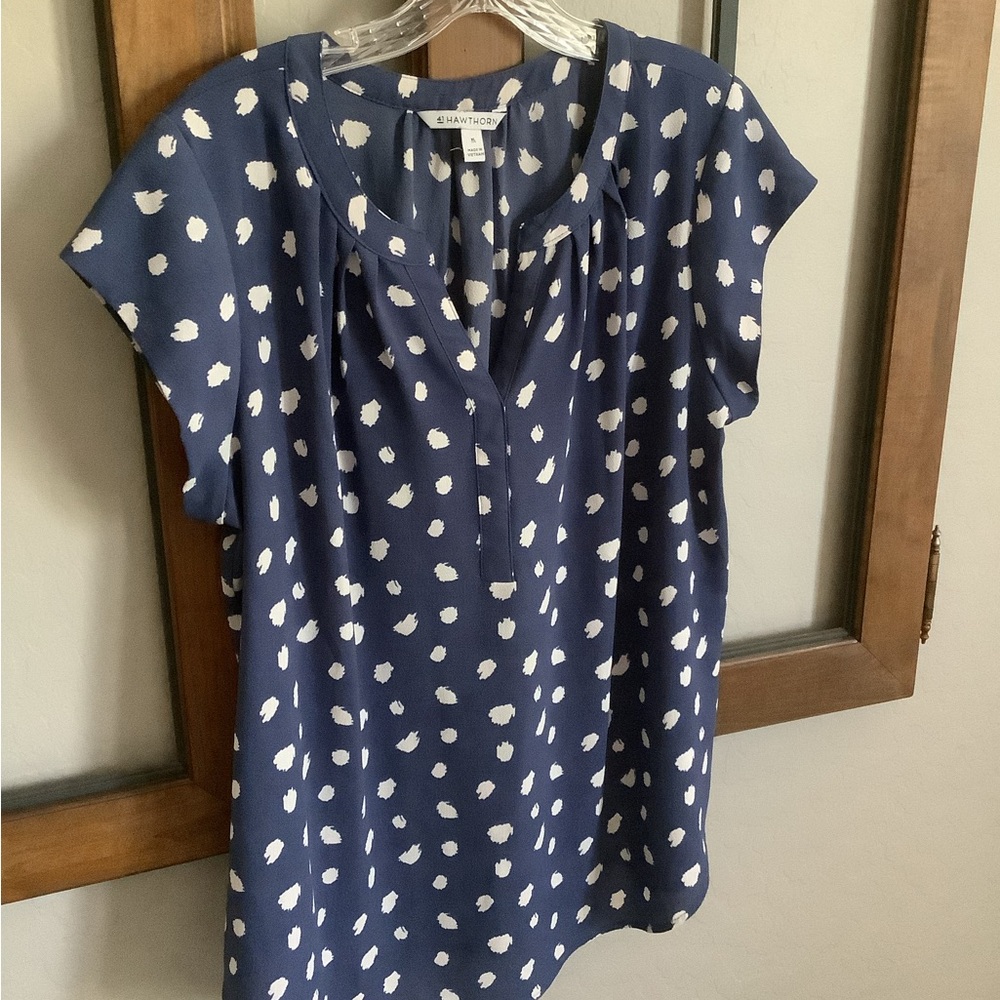 41 Hawthorn Blue and White Polka Dot Blouse